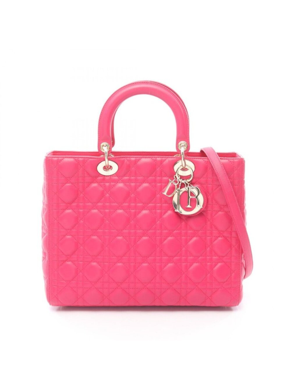 Dior Handbag Lady Dior Large Cannage 2-Way Pink Leather Lady Dior Tote